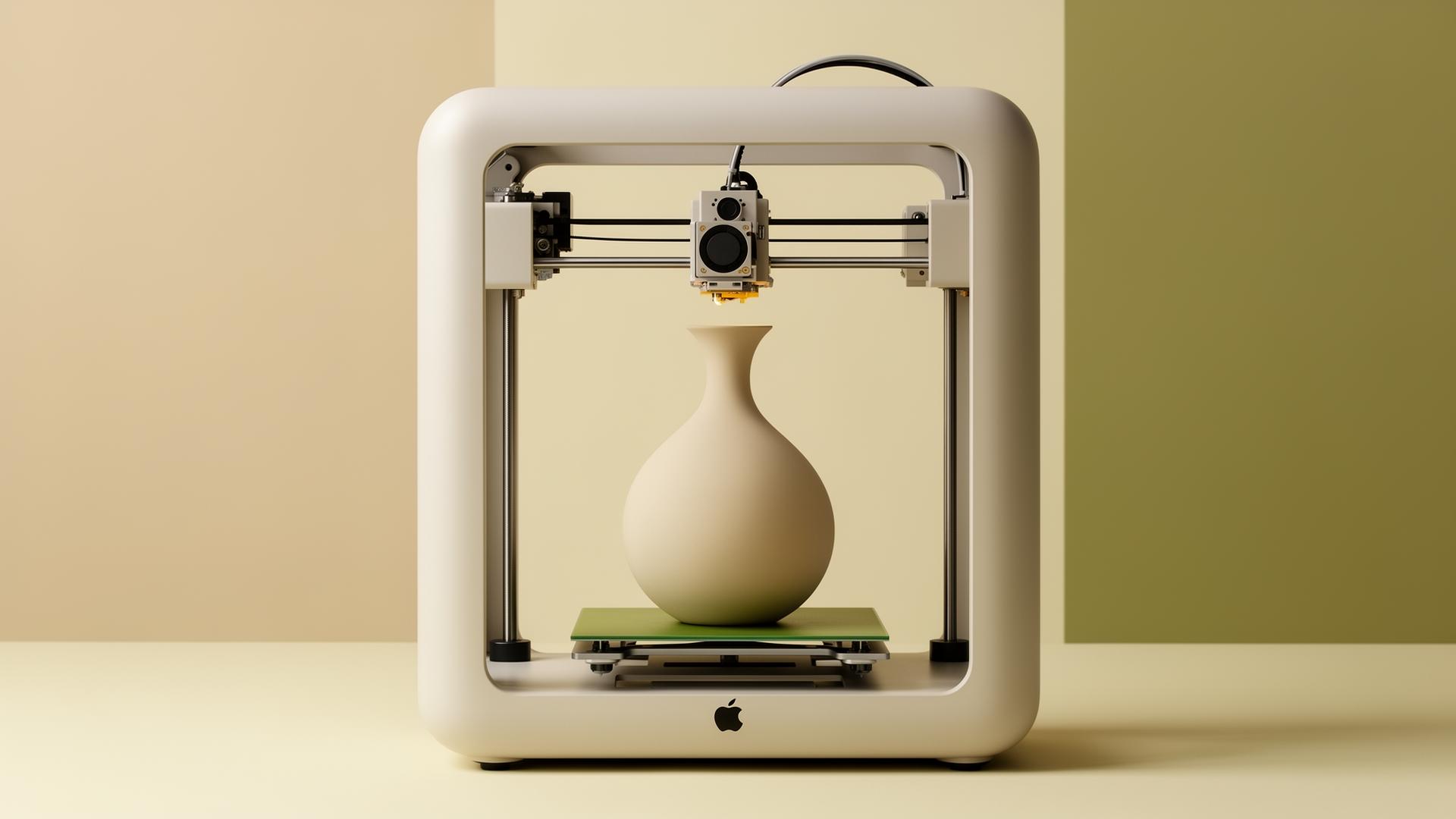Impressora 3D imprimindo um vaso minimalista